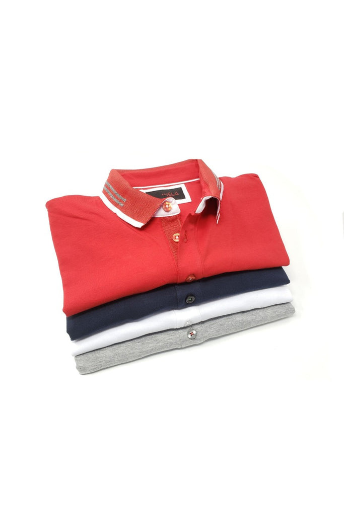 Solid Red Polo With White And Grey Trim Polos EightX   