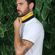 White Polo With Black And Yellow Trim Polos EightX