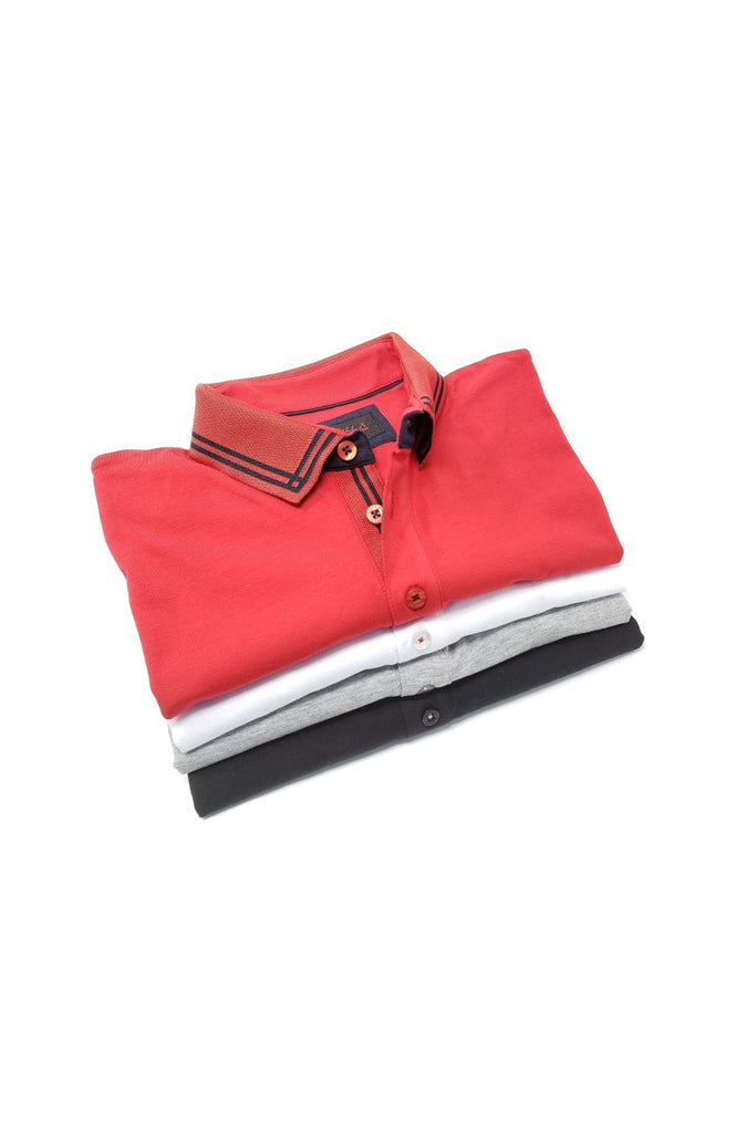 Red Polo With Black Trim Polos EightX   