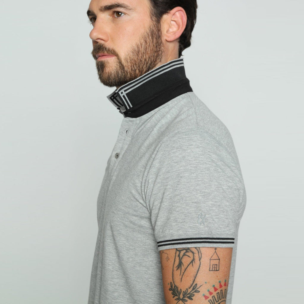 Grey Polo With Black Trim Polos EightX   