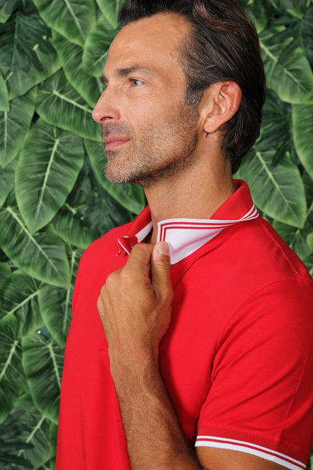Red Polo With White Trim Design Polos EightX