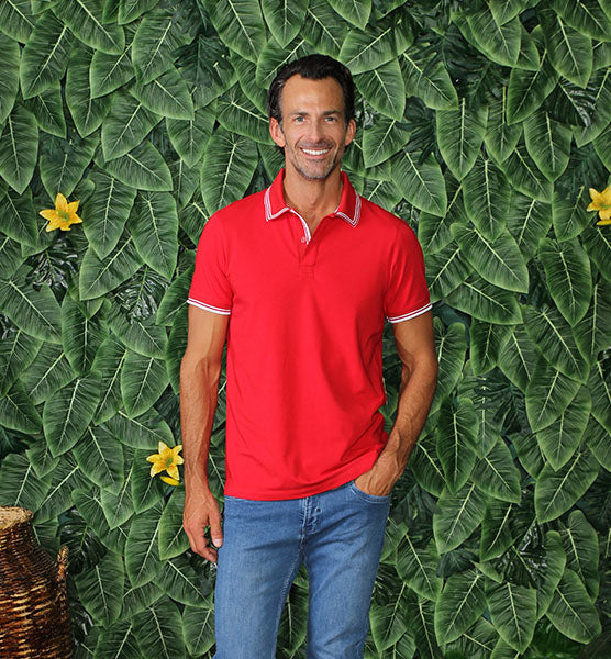 Red Polo With White Trim Design Polos EightX   