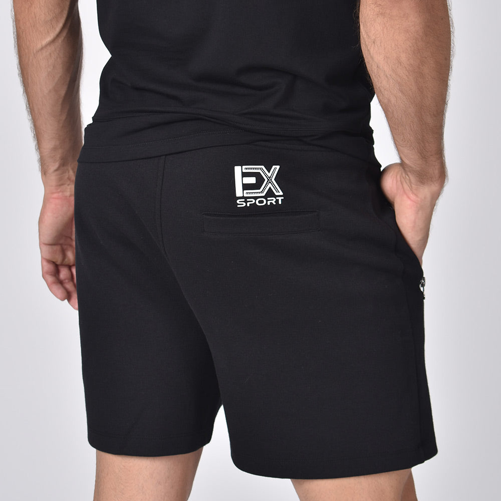 Detail of back welt pocket and "EX Sport" logo.