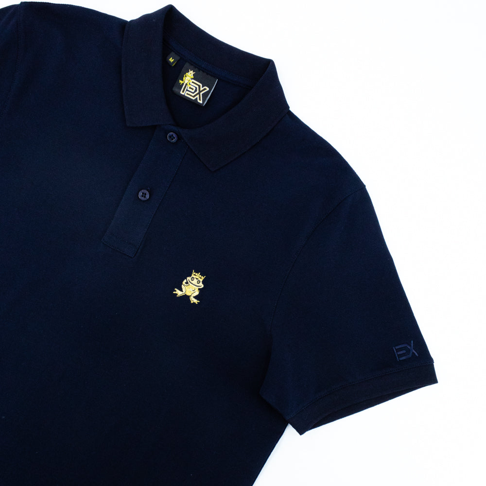 Pima Cotton Navy Polo with Gold Embroidered Mascot