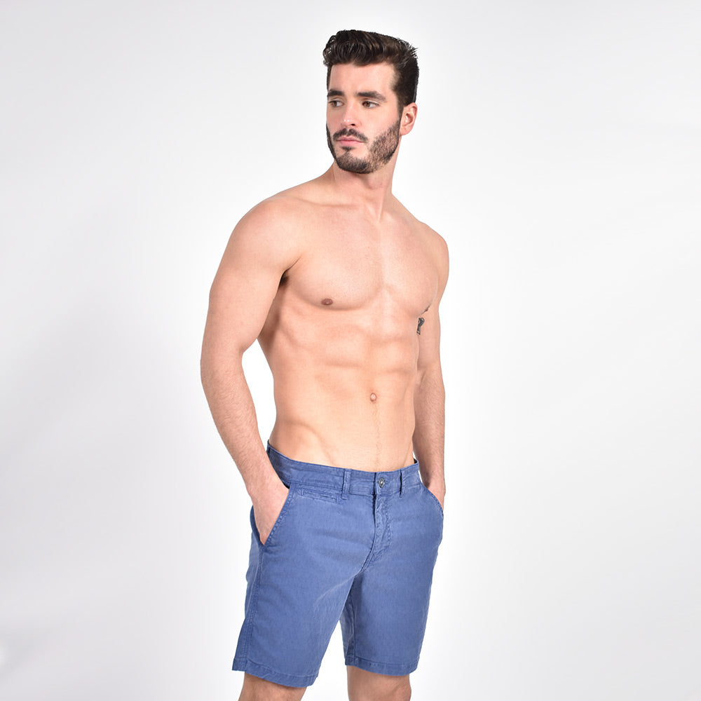 Navy Slim Fit Jacquard Shorts Chino Shorts Eight-X   