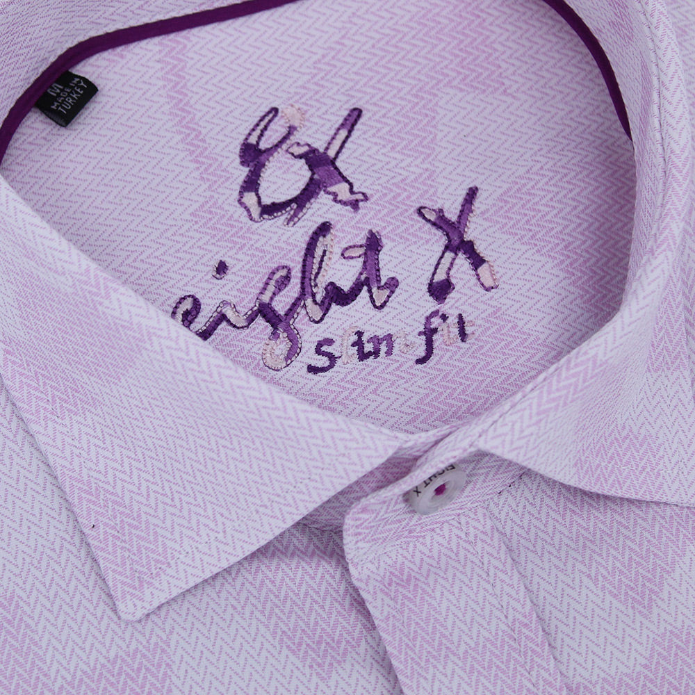 Pink Geo-Shapes Button Down Jacquard Shirt Long Sleeve Button Down Eight-X   