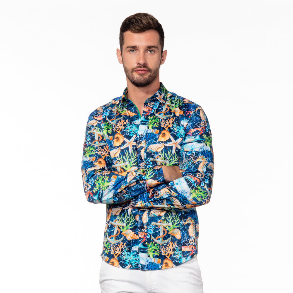 Under the Sea Button Down Shirt Long Sleeve Button Down Eight-X   