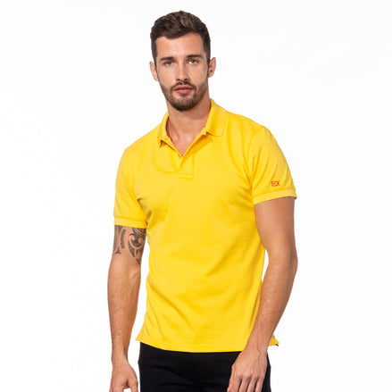 Yellow Polo with Double Sided Multi colored Paisley Print Collar Polos Eight-X