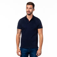 Navy Polo with Double Sided Multi colored Paisley Print Collar Polos Eight-X