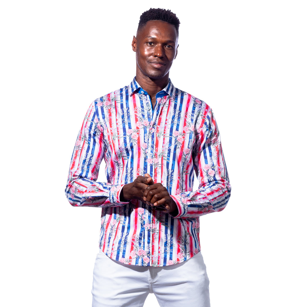 model wearing limited edition PM shirt