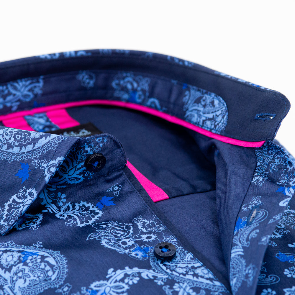 A Midsummer Night's Paisley Short Sleeve Button Down Eight-X   