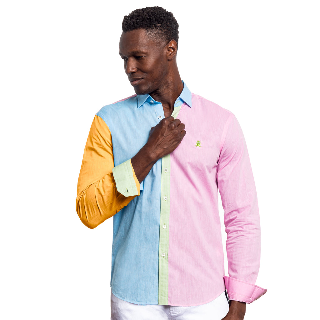 Color Block FROG Shirt - Miami Long Sleeve Button Down EightX   
