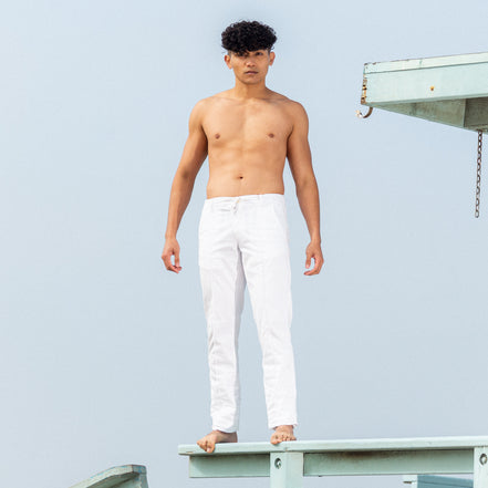 Chino Pants w/ Drawstring Waist - White Chino Pants Eight-X   