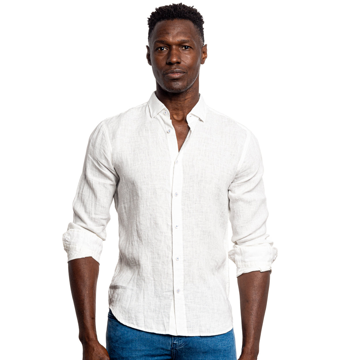 White Linen Button Up | Designer Menswear | Eight x White / 3XL White Linen Button Up | Designer Menswear | Eight x White / 3XL
