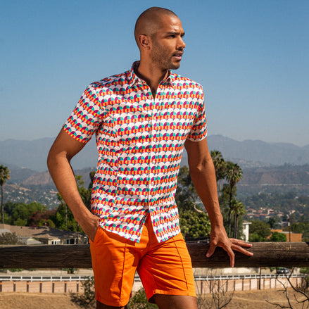 Chino Shorts w/ Drawstring Waist - Orange Shorts Eight-X   