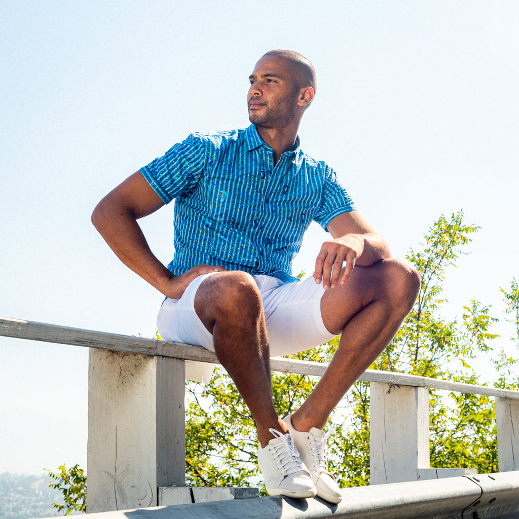 Chino Shorts w/ Drawstring Waist - White Chino Shorts Eight-X   