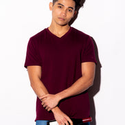 Essential V Neck T-Shirt - Burgundy T-Shirts Eight-X   