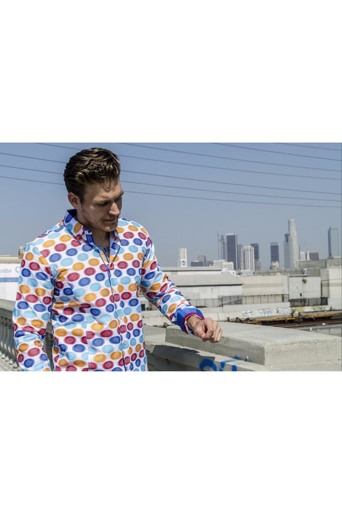 Multi Color Fill Coupe Button Down Shirt Long Sleeve Button Down EightX   