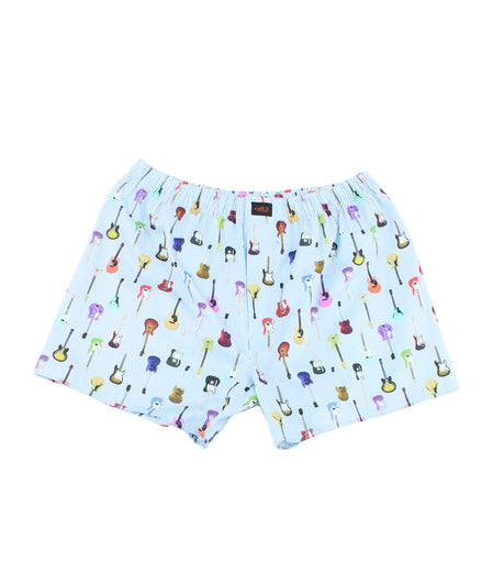 Blue Stripe Guitar Print Boxers Boxers EightX   