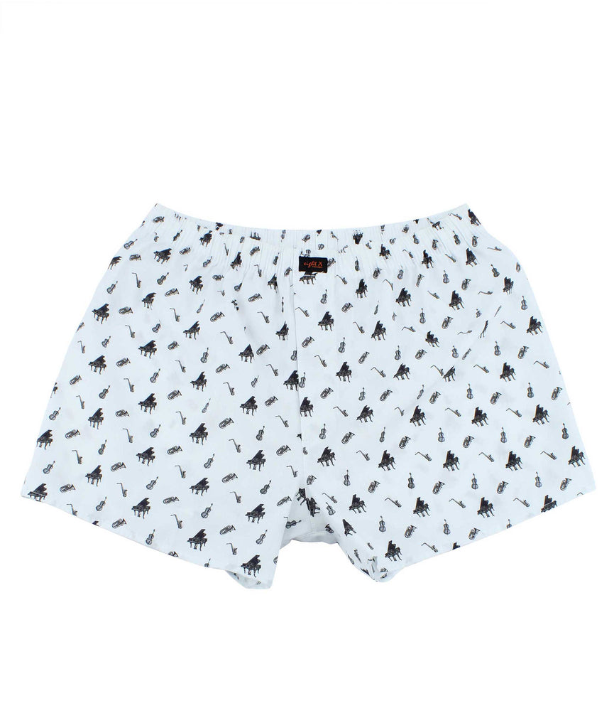 White Jazz Print Boxers Boxers EightX   