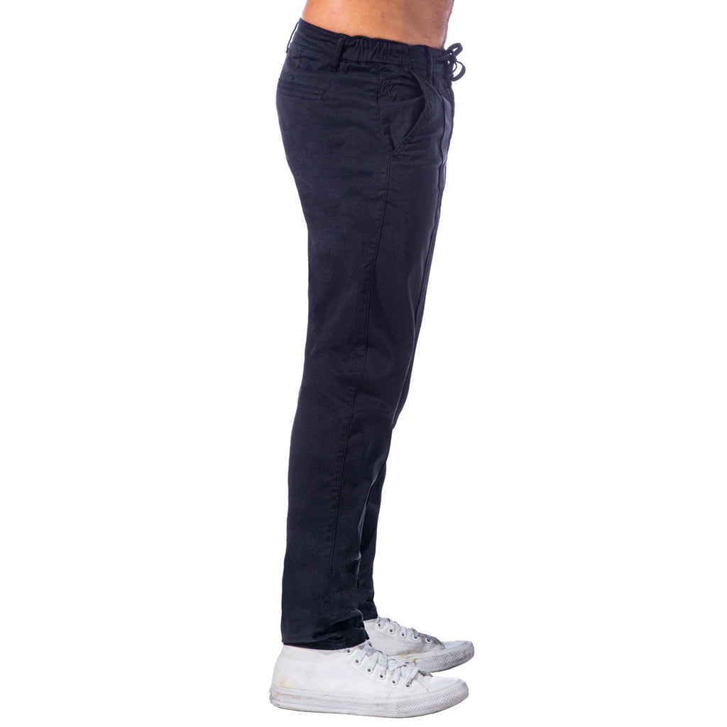 Chino Pants w/ Drawstring Waist - Black Chino Pants Eight-X   