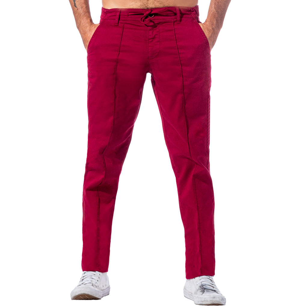 Chino Pants w/ Drawstring Waist - Burgundy Chino Pants Eight-X   