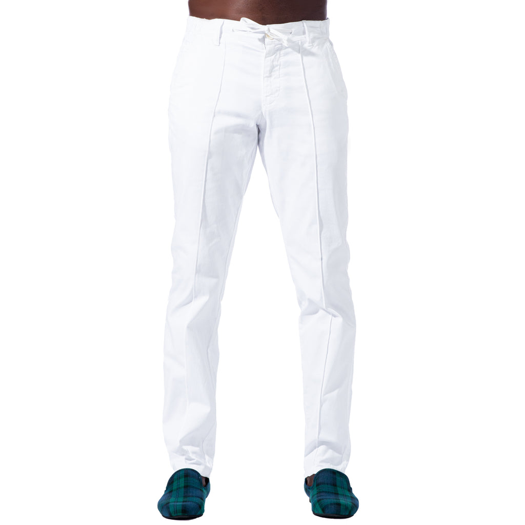 Chino Pants w/ Drawstring Waist - White Chino Pants Eight-X   