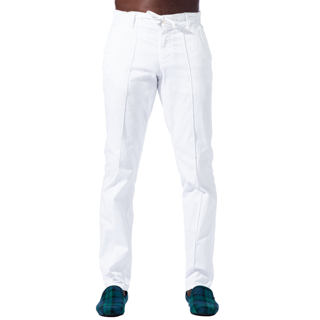 white slim fit mens chino pants front