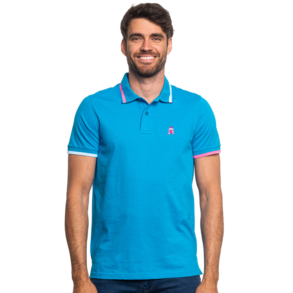 Monaco FROG Slim Fit Polo - Blue Knit Polos Eight-X   