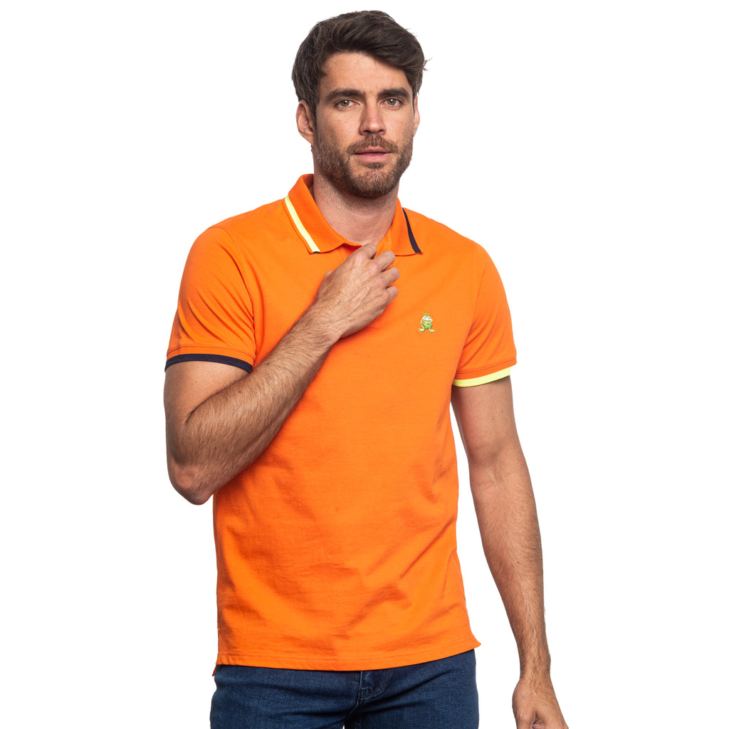 Monaco FROG Slim Fit Polo - Orange Knit Polos Eight-X   