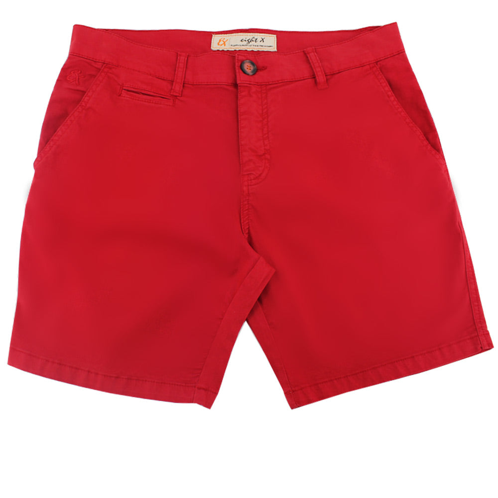 Red Slim Fit Chino Shorts Chino Shorts Eight-X   