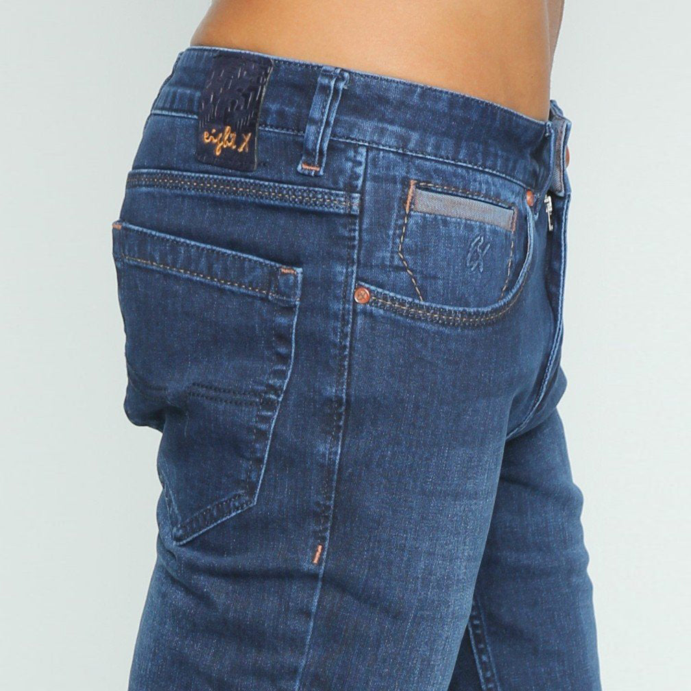 Eight X Designer Menswear Dark Stretch Denim Jeans With Fade