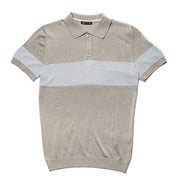 Striped Chest Knit Polo - Grey Polos Eight-X