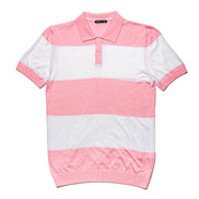 Gondola Knit Striped Polo - Pink Polos Eight-X