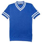 Cable Knit Shirt - Royal Blue Knit Polos Eight-X BLUE S 