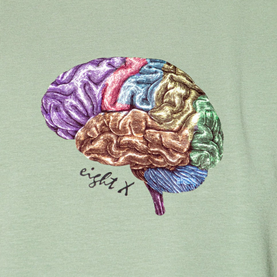 The Brain 8X Street T-Shirt - Olive Green Graphic T-Shirts Eight-X   
