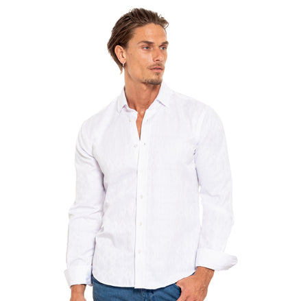 Argyle Jacquard Button Down Shirt - White Shirts EightX