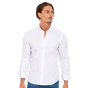 Diamond Plate Jacquard Button Down Shirt - White Shirts EightX