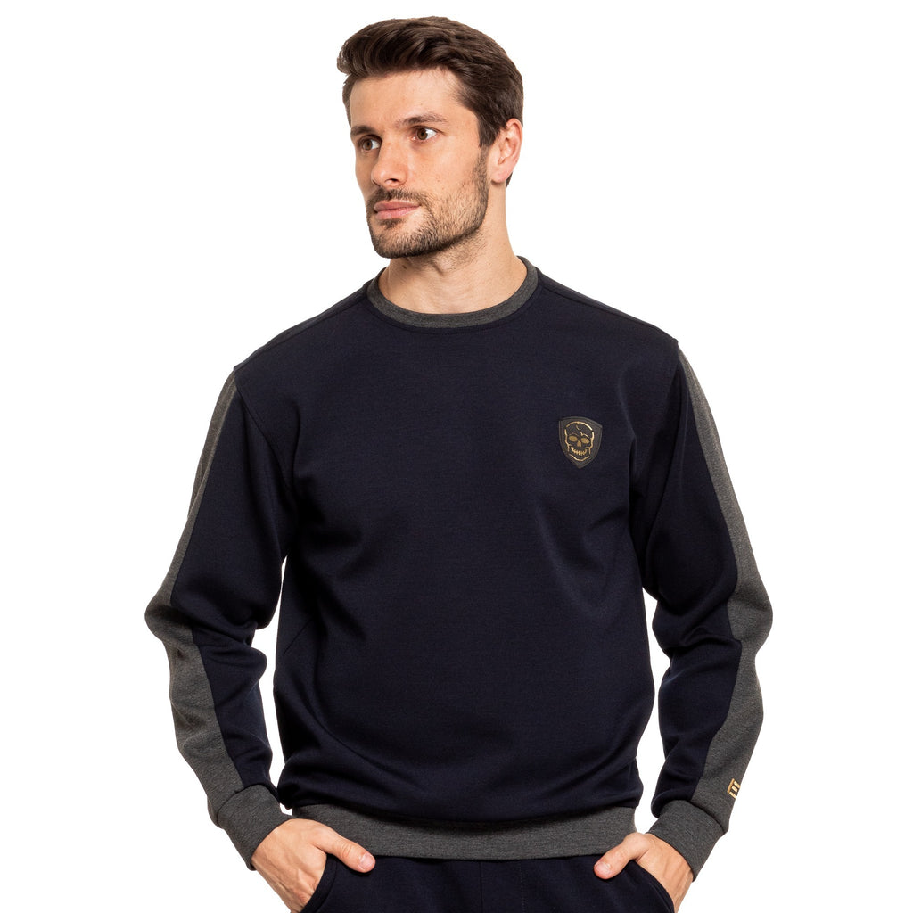 Skull Crewneck Pullover Sweatshirt - Navy Sweatshirts Eight-X   