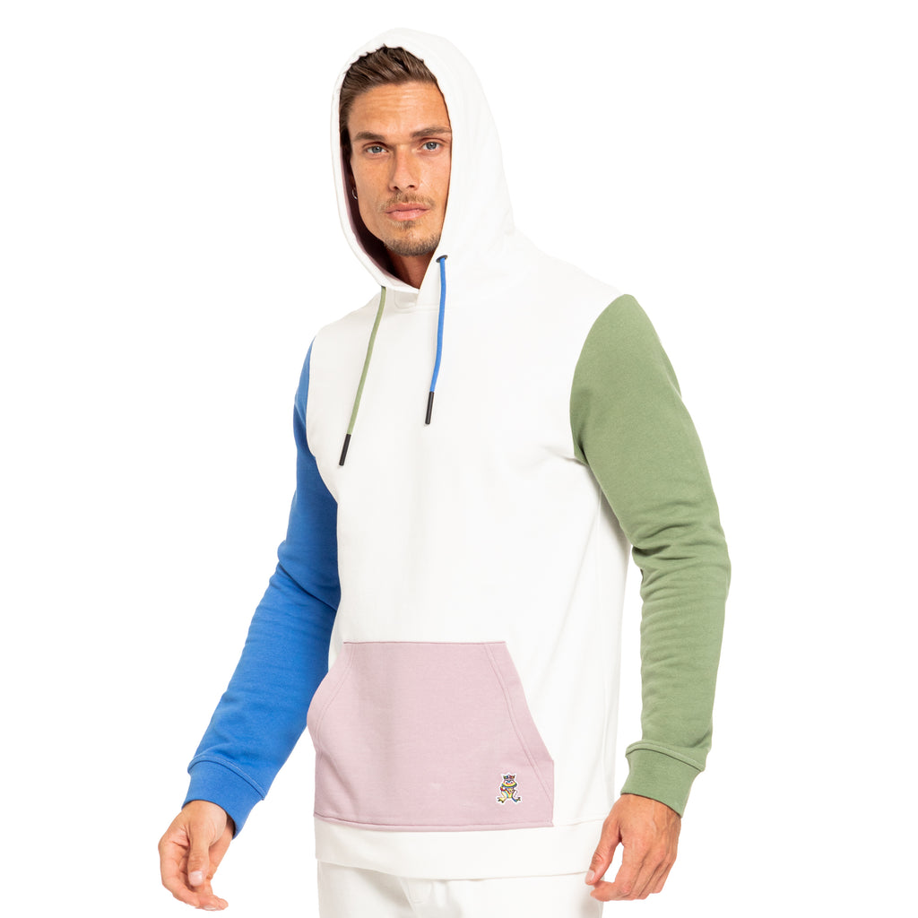 FROG Color Block Leisure Hoodie - White Sweatshirts Eight-X   