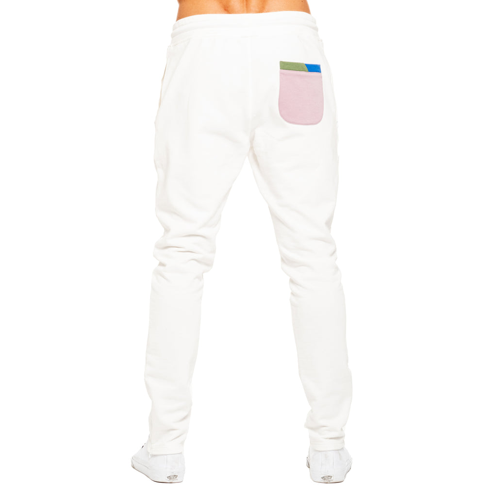 FROG Color Block Leisure Sweatpants - White Sweatpants Eight-X   