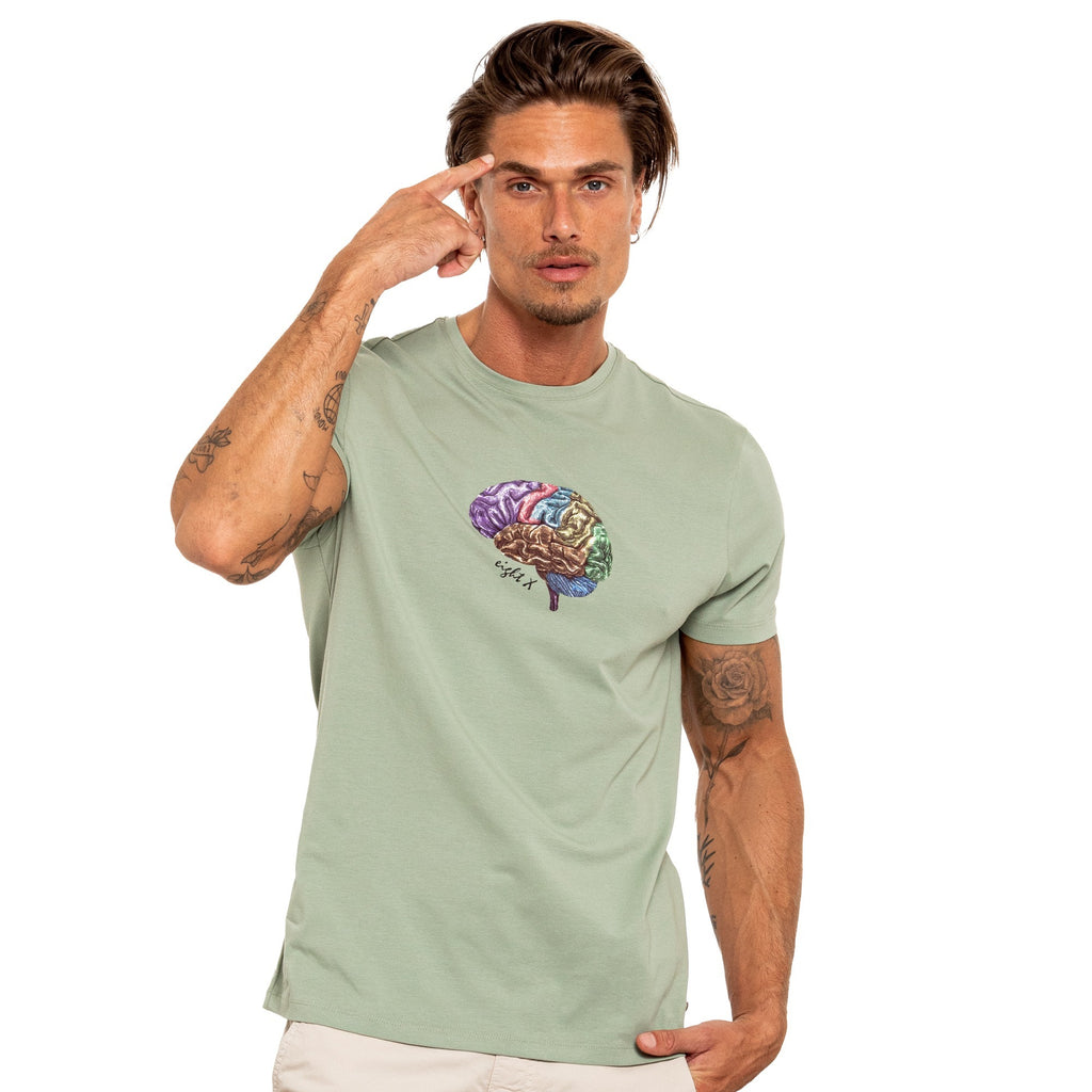 The Brain 8X Street T-Shirt - Olive Green Graphic T-Shirts Eight-X OLIVE S 