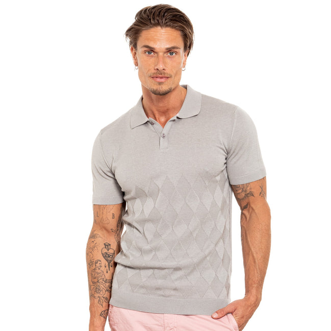 Argyle Knit Polo - Grey Polos Eight-X GREY S