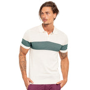 Striped Chest Knit Polo - Beige Polos Eight-X BEIGE S