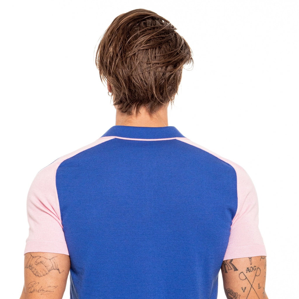 Knit Polo W/ Shoulder Design - Royal Blue Knit Polos Eight-X   