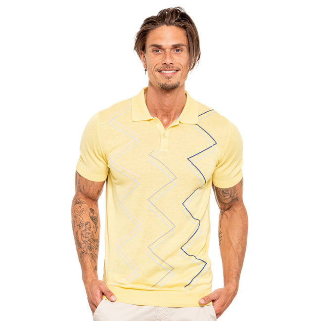 Zig Zag Knit Polo - Yellow Polos Eight-X YELLOW S