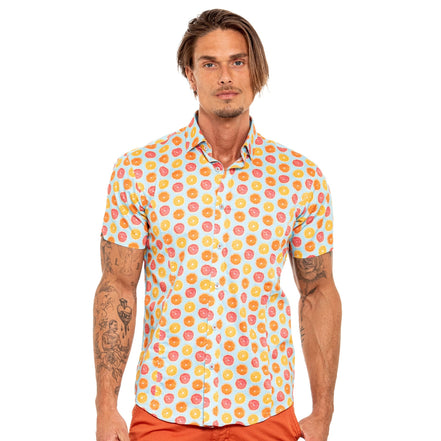 Citrus Squeeze Short Sleeve Button Down Shirt Short Sleeve Eight-X BLUE S