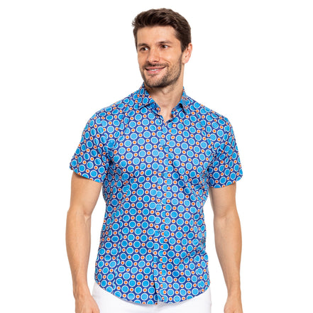 Dippin' Dots Short Sleeve Button Down Shirt Short Sleeve Eight-X BLUE S