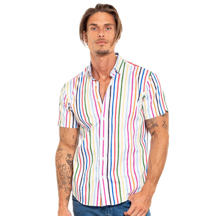 Wet Paint Short Sleeve Button Down Shirt Short Sleeve Eight-X WHITE S