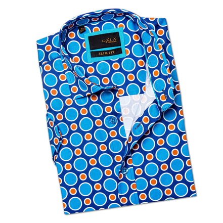 Dippin' Dots Short Sleeve Button Down Shirt Short Sleeve Eight-X